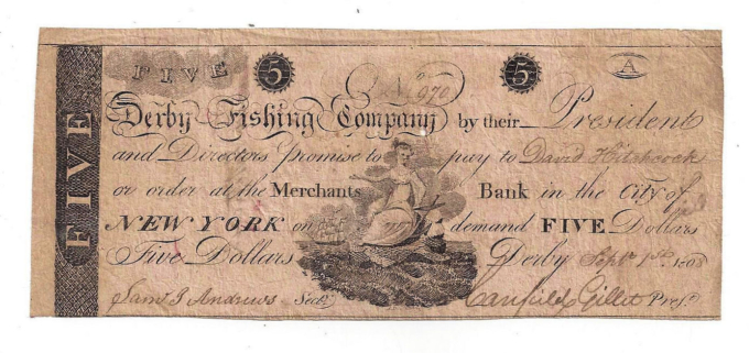 1808 Derby Fishing Company - Five Dollar Note (D09707)