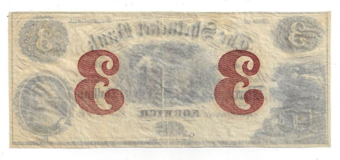 186X The Shetucket Bank, Norwich, CT - Three Dollar (D03010)