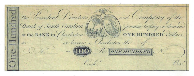 Bank of South Carolina, Charleston - One Hundred Dollar Reprint (D0602)