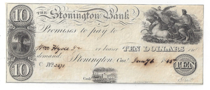1845 Stonington Bank (Stonington, CT) Ten Dollar Note (D02629)