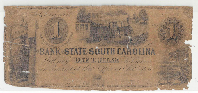 18XX Bank of the State of South Carolina, Charleston - $1 Note Sh536 - (D05297)