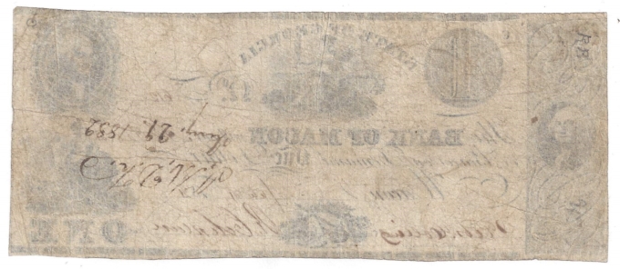 1831 Bank of Macon, Georgia $1 Note No.612 (D58565)