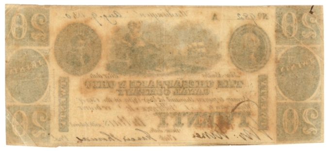 1840 Chesapeake & Ohio Canal Company, Washington, OH $20 Note No.982 (D59352)