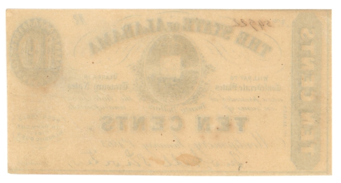 1863 State of Alabama, Montgomery, AL 10c No.54922 CR9 (D59246)