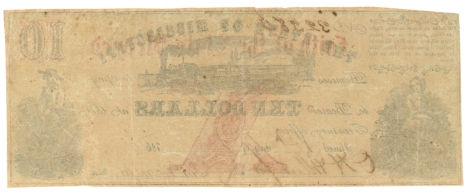 1862 State of Mississippi $10 Obsolete Note No.32386 CR35 (D59322)