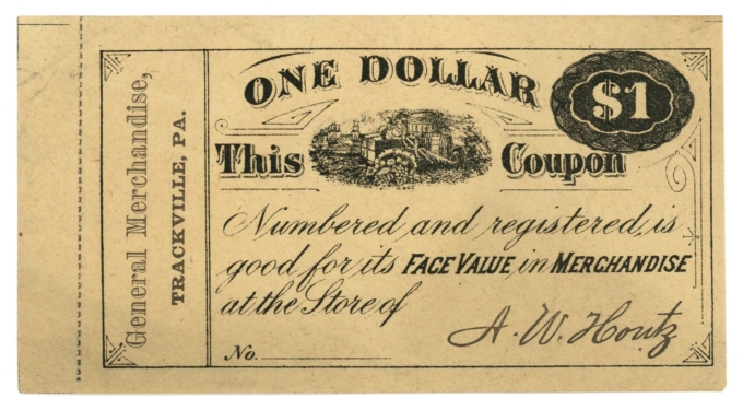 General Merchandise Coupon Trachville, Pennsylvania PA $1 (DL0035)