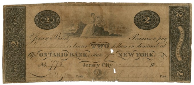 1826 Jersey Bank Jersey City NJ $2 W-940 No.778 (DL0074)