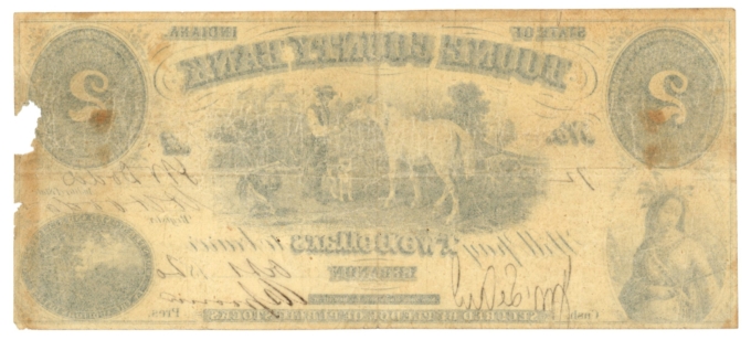 1820 Boone County Bank, Lebanon, Indiana $2 Obsolete Note No.72 (D59747)