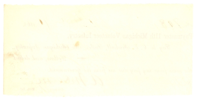 1865 Paymaster 11th Michigan Volunteer Infantry No.703 (D60064)