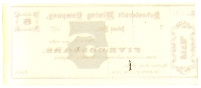 187X Schoolcraft Mining Company, Calumet, Michigan $5 Note No.193 B-3 (D60070)
