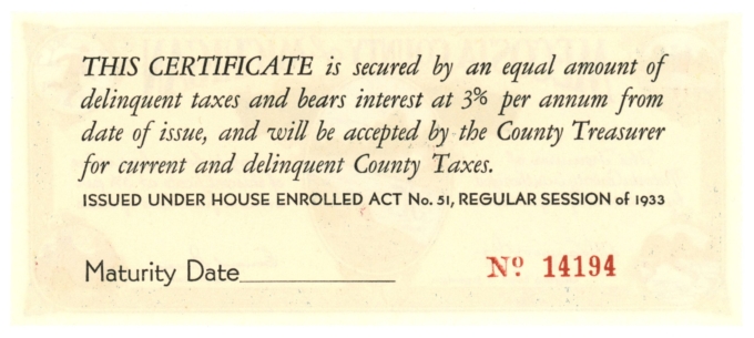 1933 Mecosta County of Michigan $1 Note 565-1-B No.14194 (D60127)