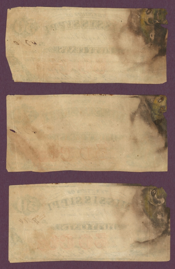 1864 State of Mississippi, Macon, MS 50c Obsolete Notes - Group of 5 (D61001)