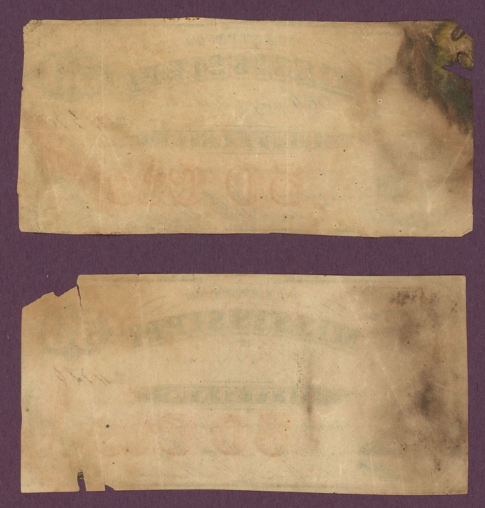1864 State of Mississippi, Macon, MS 50c Obsolete Notes - Group of 5 (D61001)