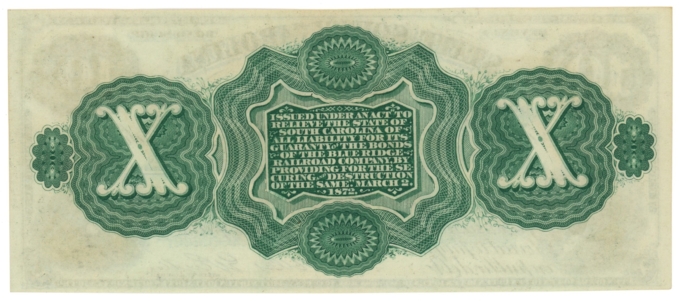 1872 State of South Carolina $10 SC No.3859 (L4443)