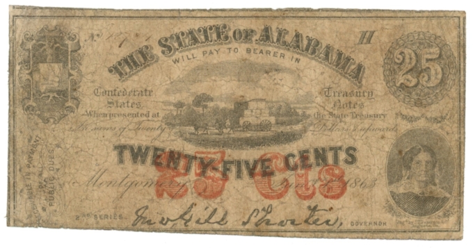 1863 State of Alabama 25 Cents AL (L4555)