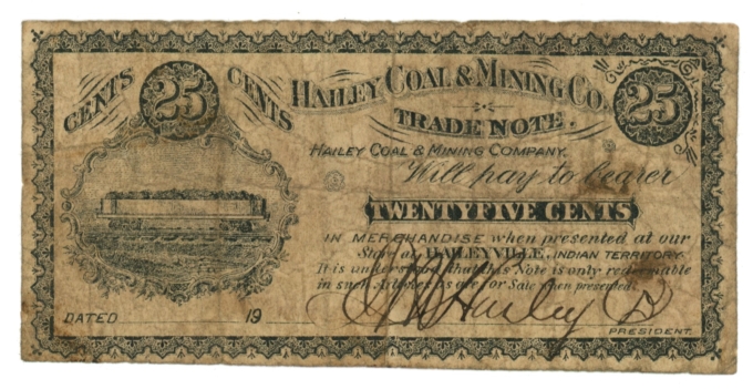 19__ Hailey Coal & Mining Co. 25 Cents Oklahoma OK (L4825)