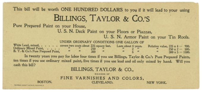 ND Billings Taylor & Co's Cleveland Ohio OH (L4828)