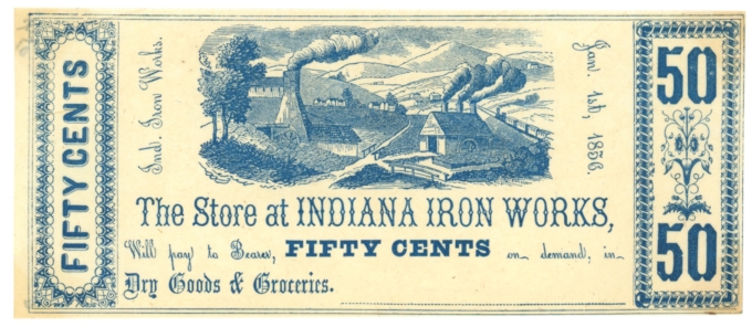 1856 Indian Iron Works Pennsylvania 50 Cents PA (L4853)