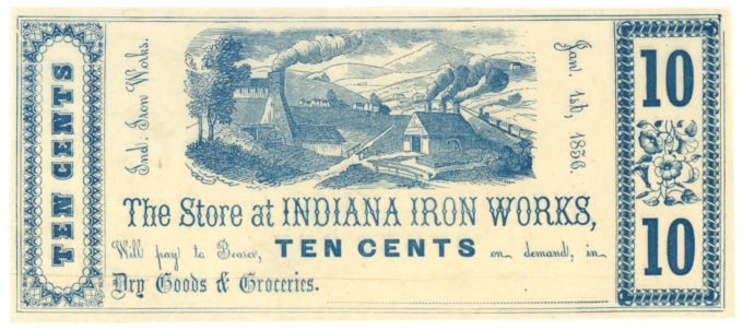 1856 Indian Iron Works Pennsylvania 10 Cents PA (L4855)