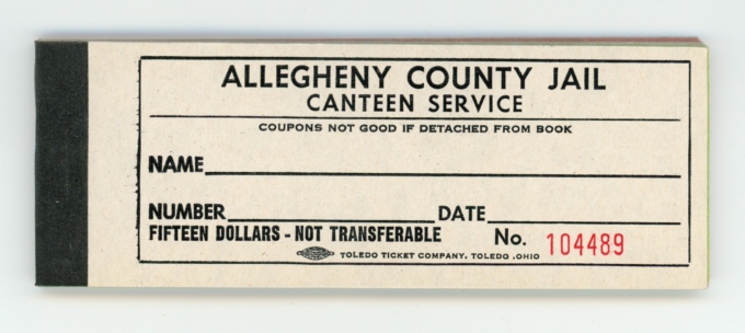 ND $15 Allegheny County Jail Canteen Service Coupons (L4867OZ)