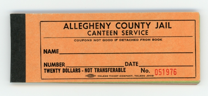 ND $20 Allegheny County Jail Canteen Service Coupons (L4868OZ)