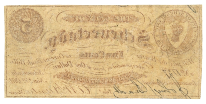 1862 City of Schenectady, New York 5c Obsolete Scrip No.1137 (63200)