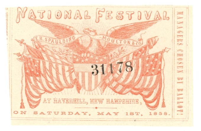 1858 National Festival, Haverhill, New Hampshire Admission Ticket (63205)