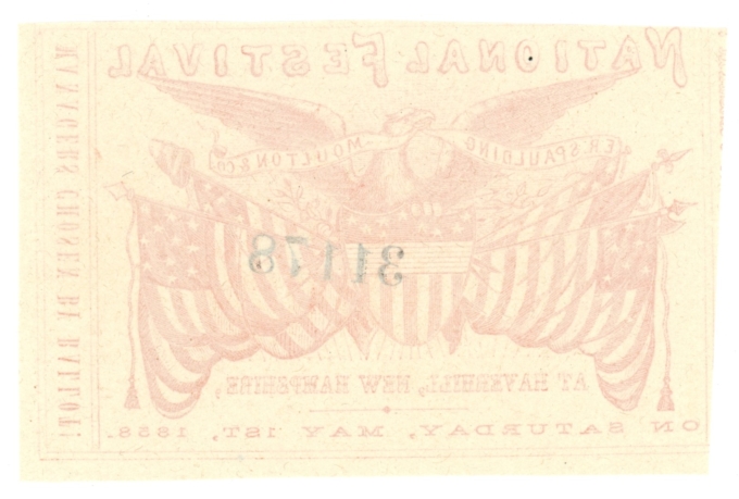 1858 National Festival, Haverhill, New Hampshire Admission Ticket (63205)