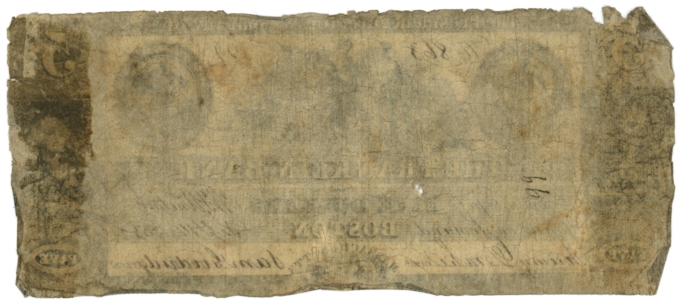 1833 Franklin Bank, Boston, Massachusetts $5 Obsolete Note No.863 (63233)