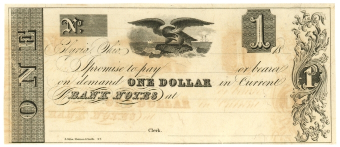 18XX Elyria, Ohio $1 Obsolete Note - Remainder (63280)