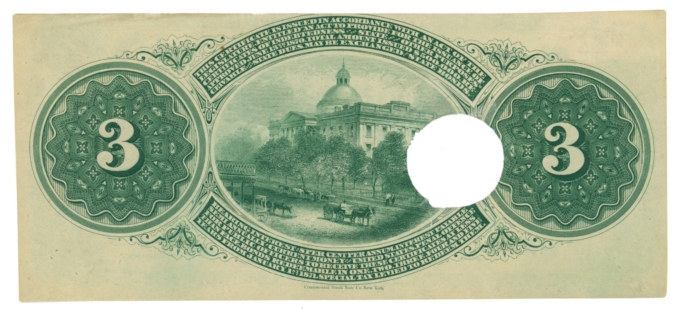 1870 State of Mississippi, Jackson, MS $3 Obsolete Note CR-51 (63294)