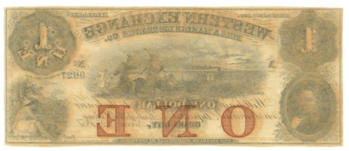 1857 Western Exchange Fire & Marina Insurance Co., Omaha City, NE $1 Note 63354