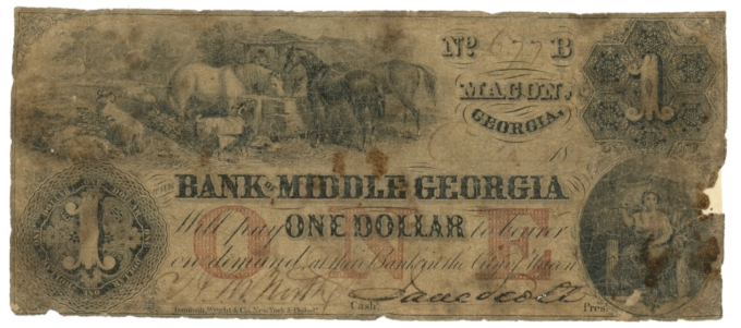 18XX Bank of Middle Georgia, Macon, GA $1 Obsolete Note (63357)