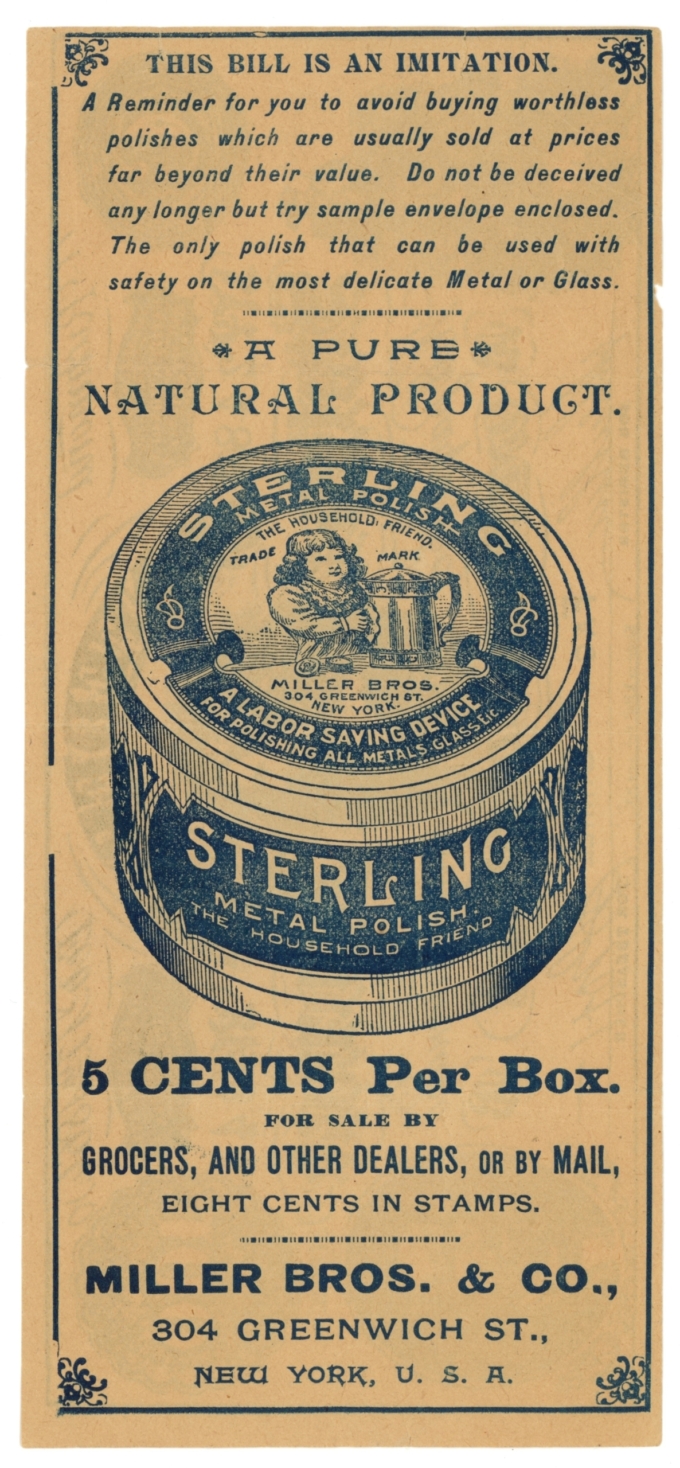 ND Miller Bros. Sterling Metal Polish, New York City, NY CSA Ad Note (63405)