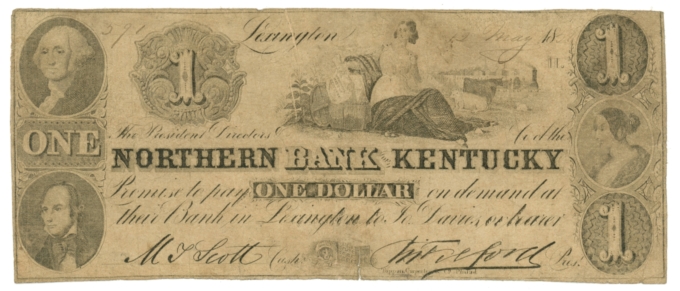 18XX Northern Bank of Kentucky, Lexington, KY $1 Obsolete Note CTFT (63409)