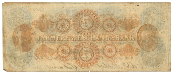 1861 Farmers & Exchange Bank of Charleston $5 (L4910)