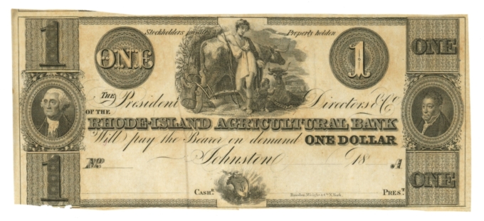 18__ Rhode-Island Agricultural Bank $1 Johnston RI (L4917)