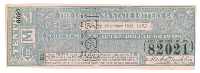 1882 Louisiana State Lottery Co. $10 drawing LA (L4925)