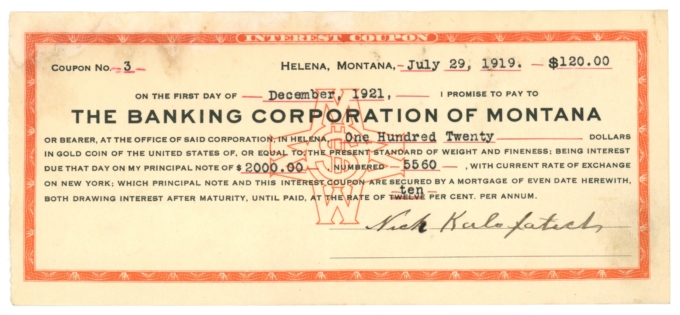 1919 Banking Corporation of Montana MT $2000 (L4959OZ)