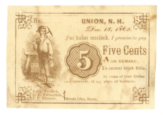 1862 Union New Hampshire 5 Cents (L4964)