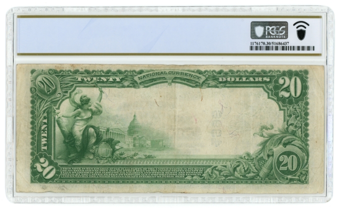 1902 PB Central NB of Spartanburg, SC $20 National Bank Note Ch#4996 PCGS VF30