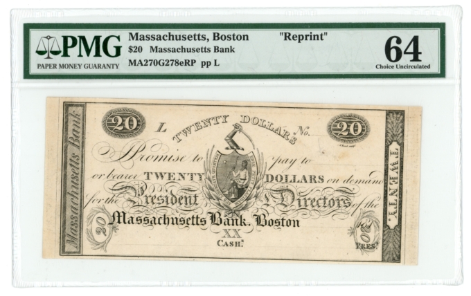 ND Massachusetts Bank Boston $20 PMG 64 (L4942)