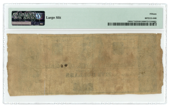 1830s $5 Bank of Tolland CT PMG F15 Spurious (L4943)