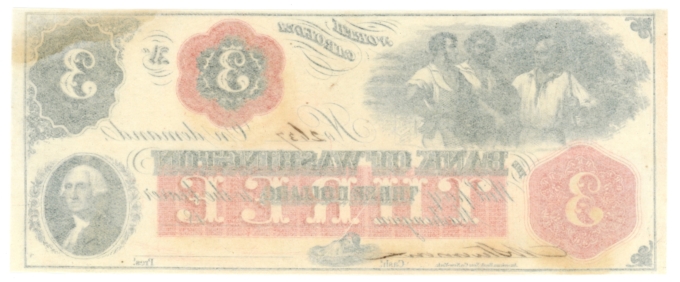 18XX Bank of Washington, North Carolina $3 Obsolete Note No.2637 (63594)