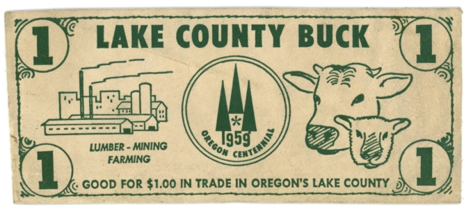 1959 Lake County Buck, Oregon $1 Obsolete Scrip - Buckskin Note (63599)