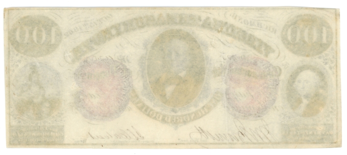 1862 Virginia Treasury Note, Richmond, VA $100 Obsolete Note CR-6 (63597)