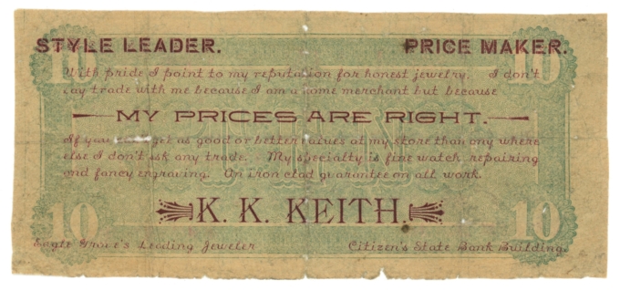 ND K.K. Keith Jeweler, Eagle Grove, Iowa CSA Ad Note (63635)