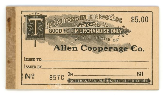 191X Allen Cooperage Co., Allen, Mississippi $5 Coupon Booklet (63655)