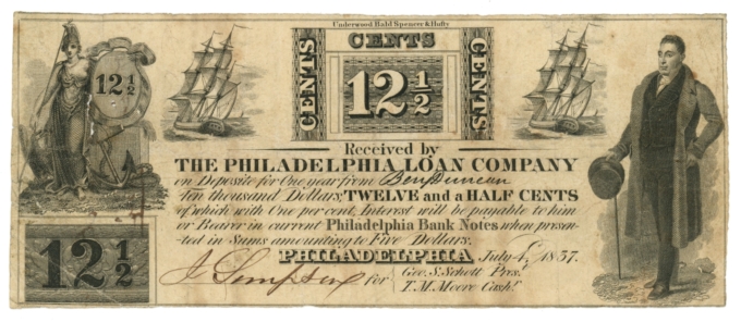 1837 Philadelphia Loan Co. 12 1/2 Pennsylvania PA (L5161)