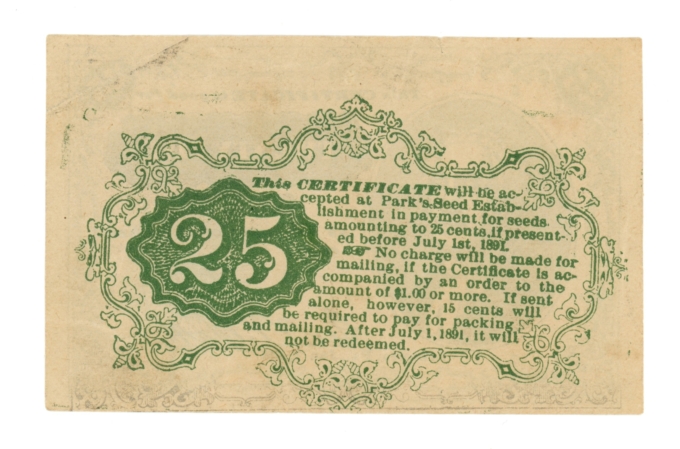 1891 Libonia Pennsylvania 25 Cents PA (L5166)